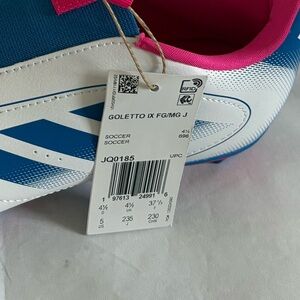 Adidas Kids White, Blue, and Pink Sneakers